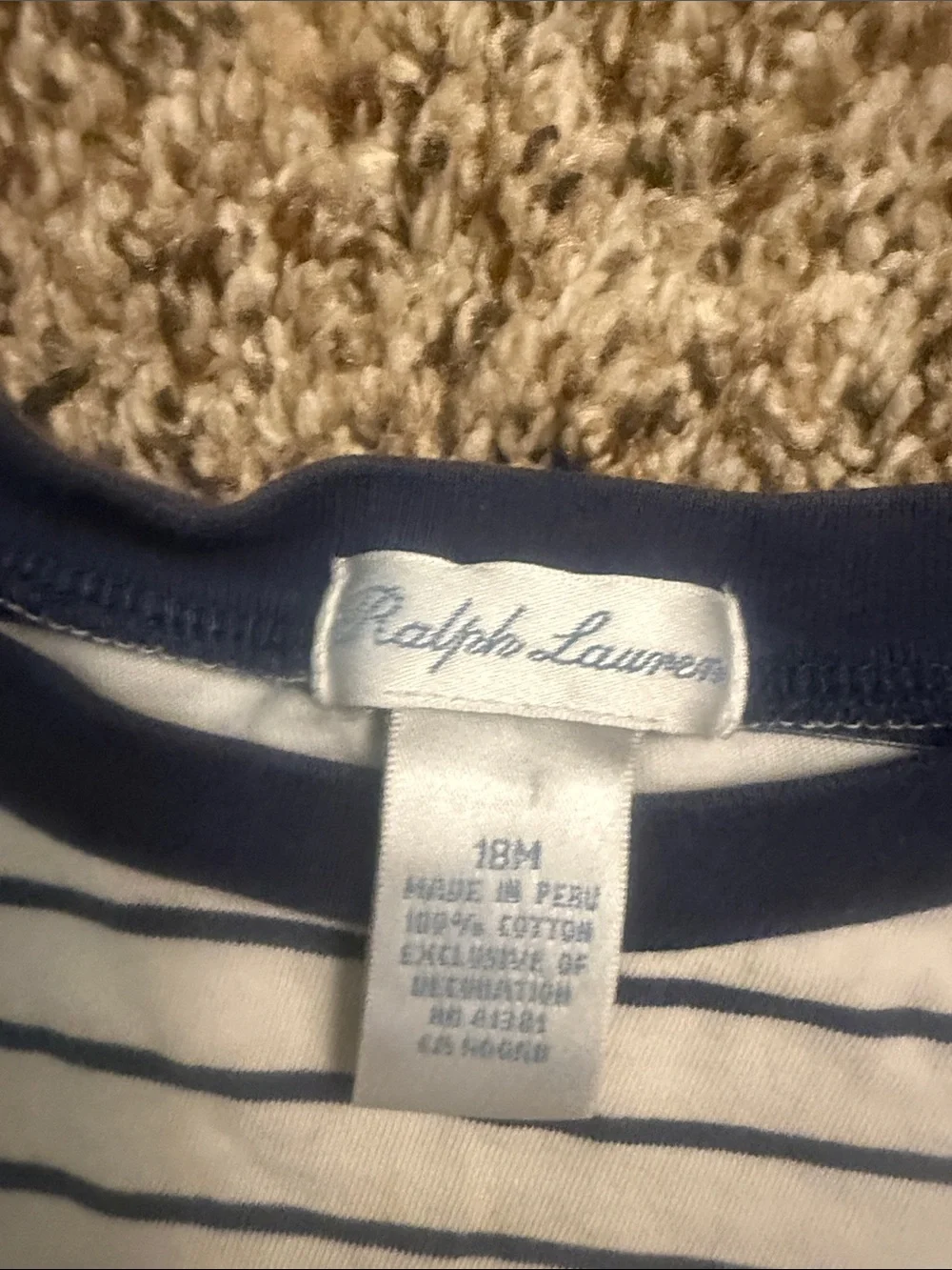 RALPH LAUREN navy blue striped popover T-shirt